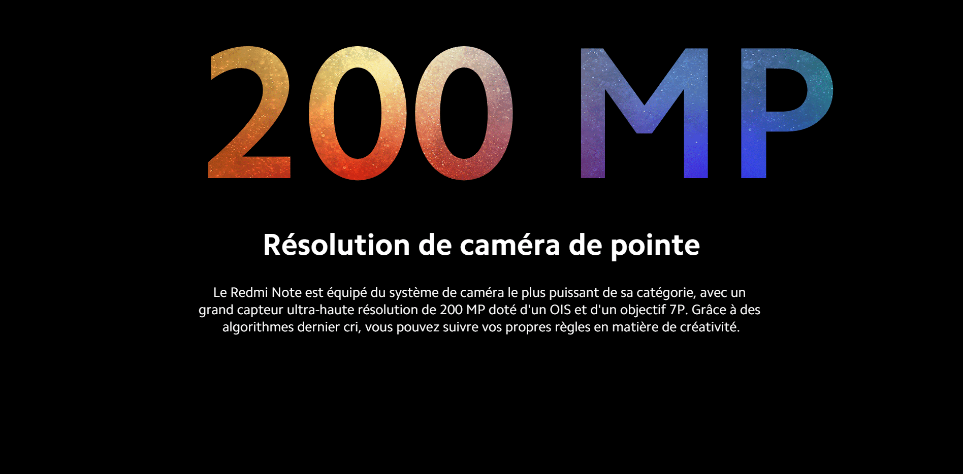 Résolution de caméra de pointe 200 MP